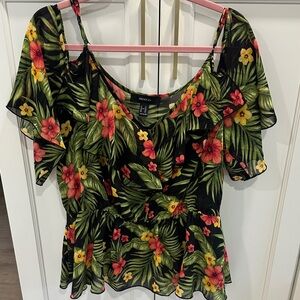 Forever 21 Black Floral Blouse